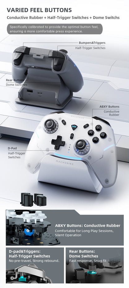 MACHENIKE G5Pro Max SE Gaming Controller With Charging Dock Optional Hall Effect Joysticks Triggers RGB Light Wireless Gamepad