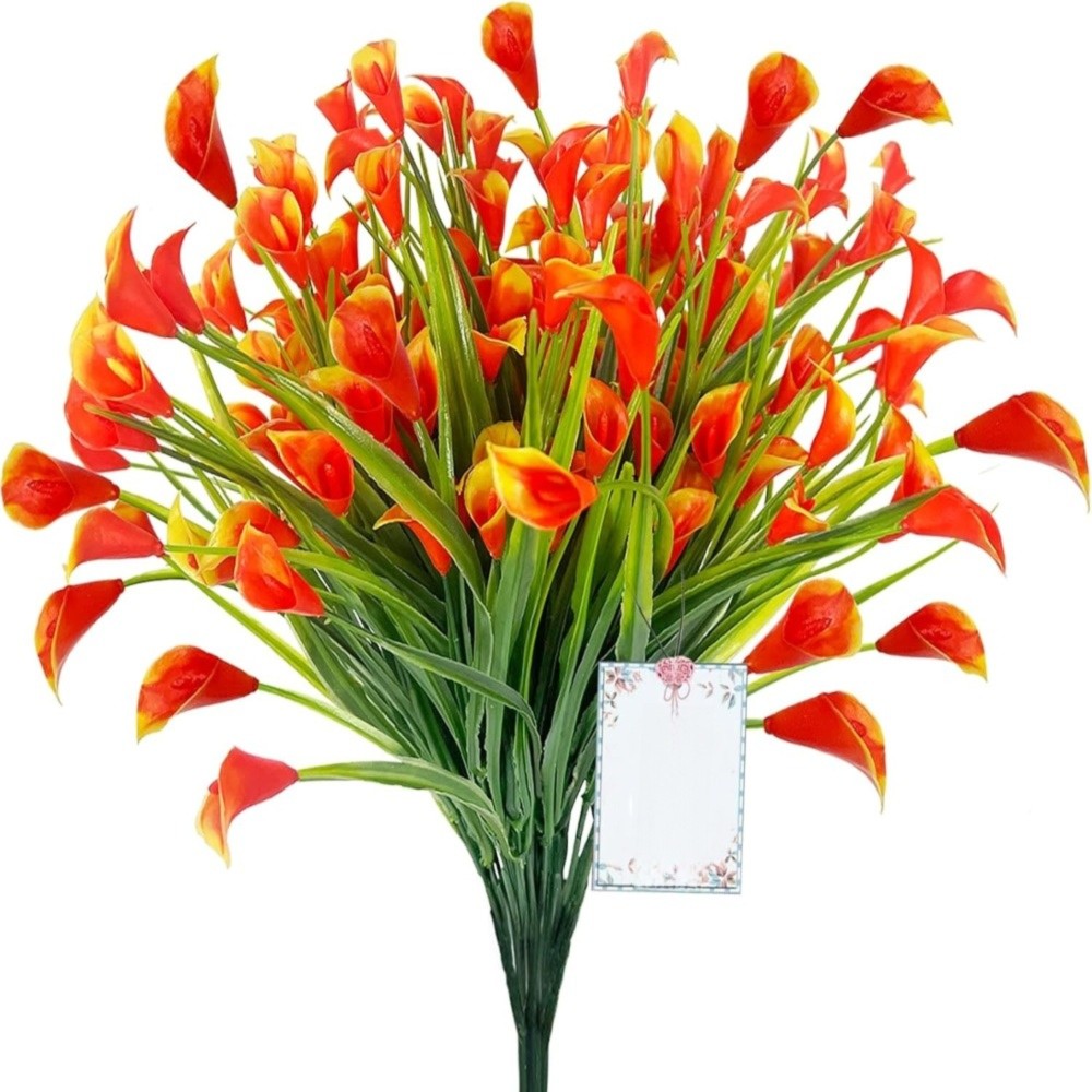 1/2/5Pcss 33cm Artificial Calla Lily Bouquet Plastic UV Protection Calla Lily Artificial Flowers Fake Plant Home Room Decor