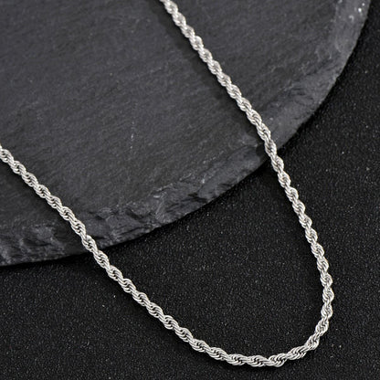 Colar Masculino 2mm Cor Prata Corrente Torcida Gargantilha Simples de Aço Titânio Joias Modernas de Aço Inoxidável Que Não Desbotam