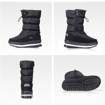 Winter thick women's snow boots Warm Plush Mid-calf Boots Non slip Waterproof  Platform Snow Boot Casual Female White shoes