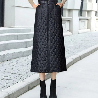 Saia de Algodão Quente de Inverno Grossa Feminina Outono Inverno Nova Saia de Algodão Para Baixo Calça Meia-Corpo 2025 Nova Saia de Inverno Vestido Longo