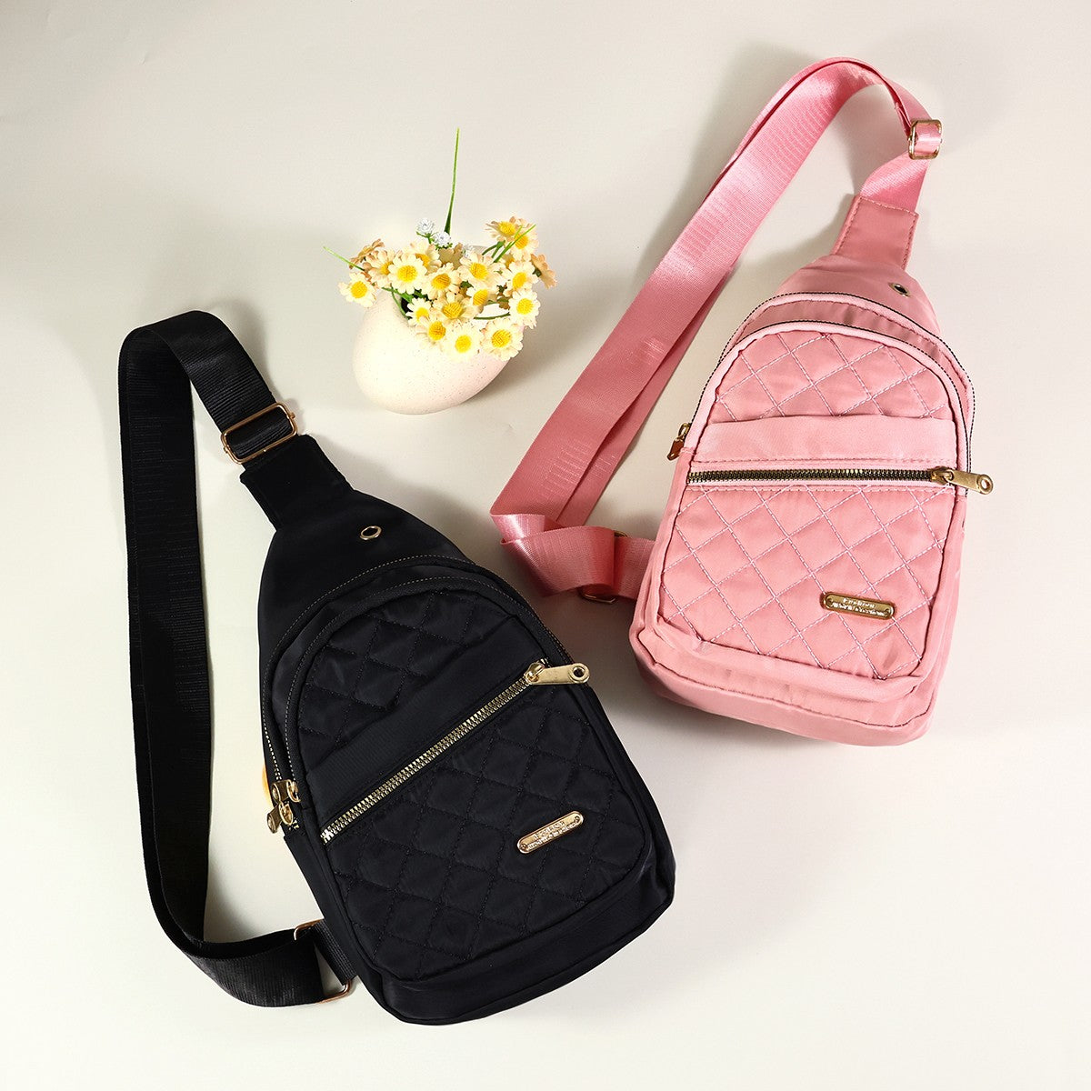 Adjustable Quilted Sling Backpack Outdoor Travel Bag For Men Women Casual Crossbody Small Sling Backpack Sling Bags