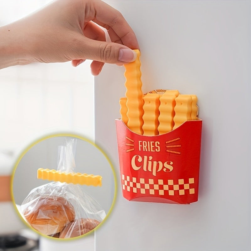 12pcs French Fries Sealing Clip Fridge Magnet Snacks Sealing Clip Food Small Clip  Kitchen Plastic Bag Seasoning Sealing Strip