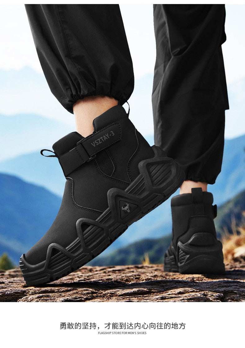 Men's casual sports shoes, high-top breathable outdoor hiking and mountaineering shoes, men's travel walking shoes