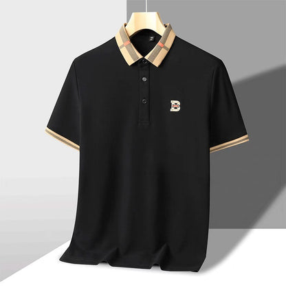 High end brand embroidered men's short sleeved pocket design polo shirt, summer new cool and breathable cotton casual T-shirt