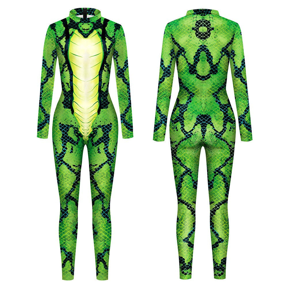 Halloween Animal Jumpsuit Snake Cosplay Costume Tiger Bodysuit Spandex Jumpsuit Party Carnival Stage Performance Dress Up
