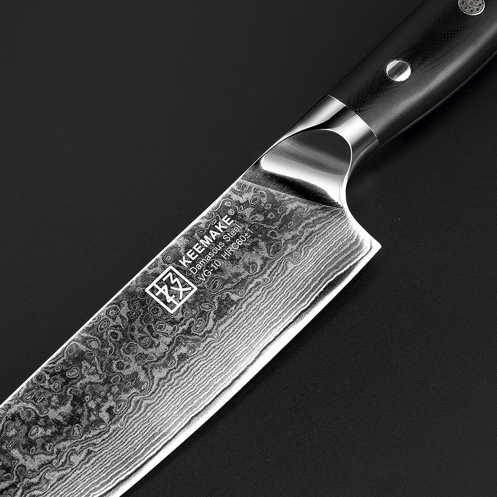 Conjunto de Facas de Cozinha KEEMAKE Design Faca de Utilidade Japonesa para Chef Faca de Corte de Aço Damasco de Alto Carbono para Vegetais e Carnes