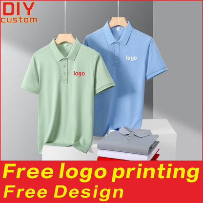 Solid color cotton breathable men's and women's polo shirts, T-shirts, printed logos, embroidered summer workwear, short sleeves