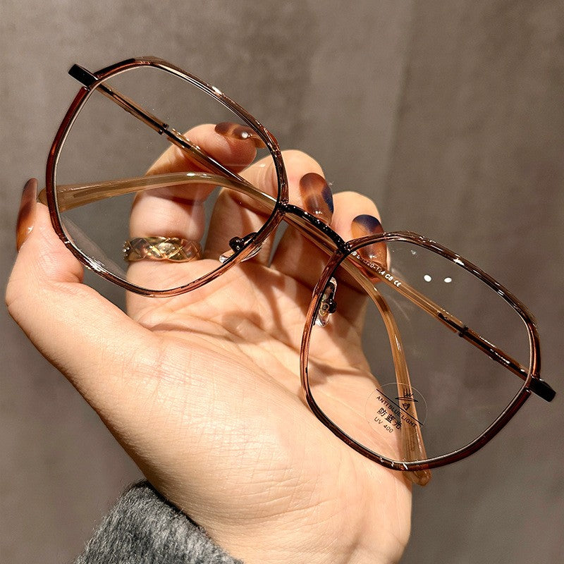 LYSON New Fashion Large Polygonal Women Reading Glasses Anti Blue Light Progressive Prescription Glasses Myopia Optical Eyewear