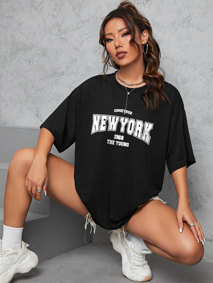 When 1968 The New York Is Young Cotton Woman Tshirts Oversize Daily Tshirts Creativity Streettshirt Individual Casual Clothes