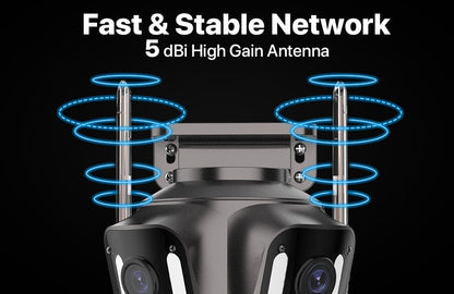 Câmera IP WIFI de Três Telas Externa 4K Lente Dupla Câmera PTZ Detecção Humana por IA Câmera de Segurança de Vídeo CCTV IP66 à Prova D'água iCsee