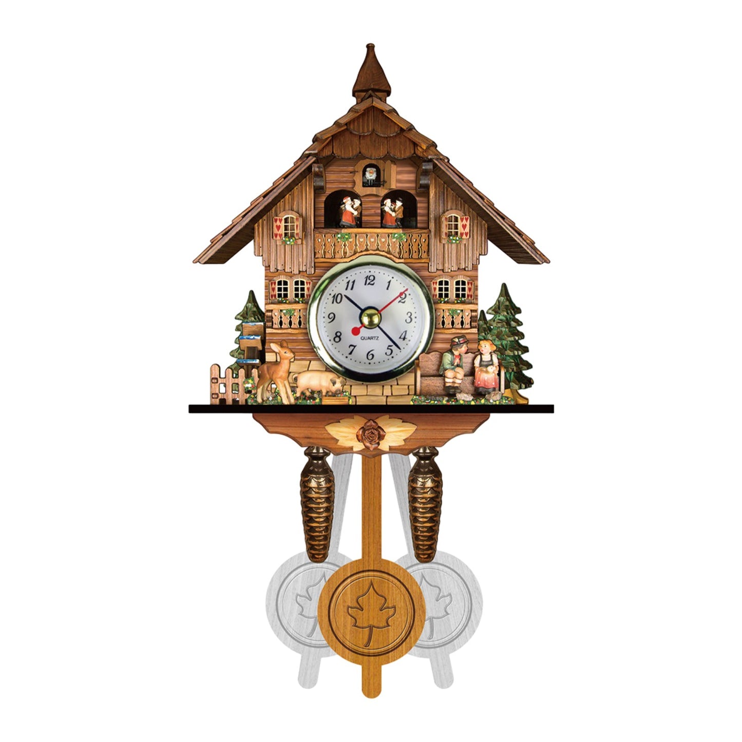 Bird Time Bell Swing Alarm Watch Imitation Wood Style With Easy-to-Read Dials Cuckoo Clock CM012
