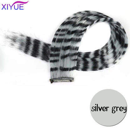 Synthetic One Card Hair Extension Wig Hair For Women Long Straight Clip-in Colored Zebra Line Feather Hair Extensions Fake Hair