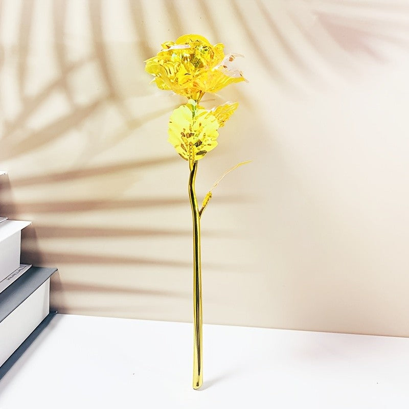 10pcs Artificial Flower Foil Rose Flower Simulation Artificial Rose Flower DIY Golden Plated Foil Rose Love Flower Party Supplie
