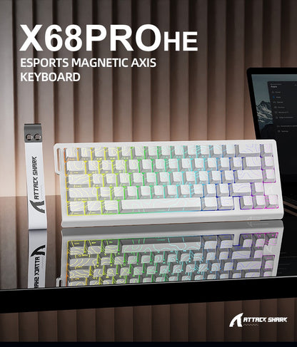 ATTACK SHARK X68PRO HE Wireless Keyboard,Magnetic Switch,With 0.01mm RT Accuracy,8KHz Polling Rate,0.125ms Latency,RGB Backlight