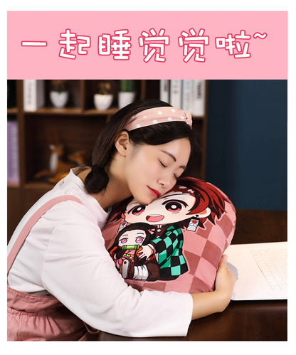 Kimetsu No Yaiba Plush Stuffed Pillows Demon Slayer Dakimakura Cute Anime Throw Pillow Kawaii Dolls Tanjirou Nezuko Back Cushion
