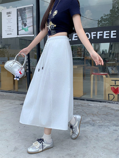 Plus Size Skirt Women 2025 Summer New Fashionable High Elastic Waist A Line Skirt Korean Style Casual Long Skirt Woman
