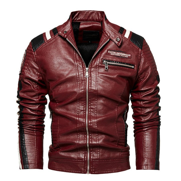 Mens Vintage Motorcycle Jacket 2023 Men Fashion New Biker Leather Jacket Male Embroidery Bomber Coat Winter Fleece Pu Overcoat