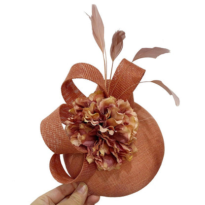 Acessórios de Cabelo para Noiva Bege Imitação Fascinators Chapéus Chapéu de Coquetel Ocasião Chapelaria Tiara