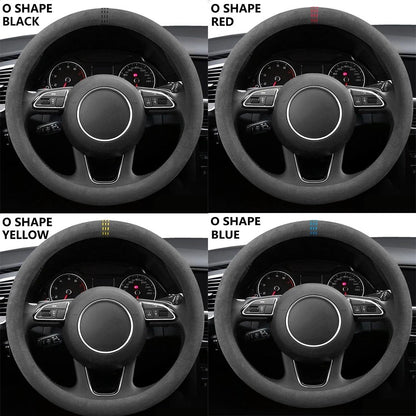 Capas para Volante de Carro Couro Bovino Camurça Capa de Volante Universal 37-38cm Respirável Acessórios para Carro