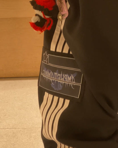 Y2K trendy Gothic English letter embroidered printed striped men sportswear pants retro Harajuku high Street punk casual pants