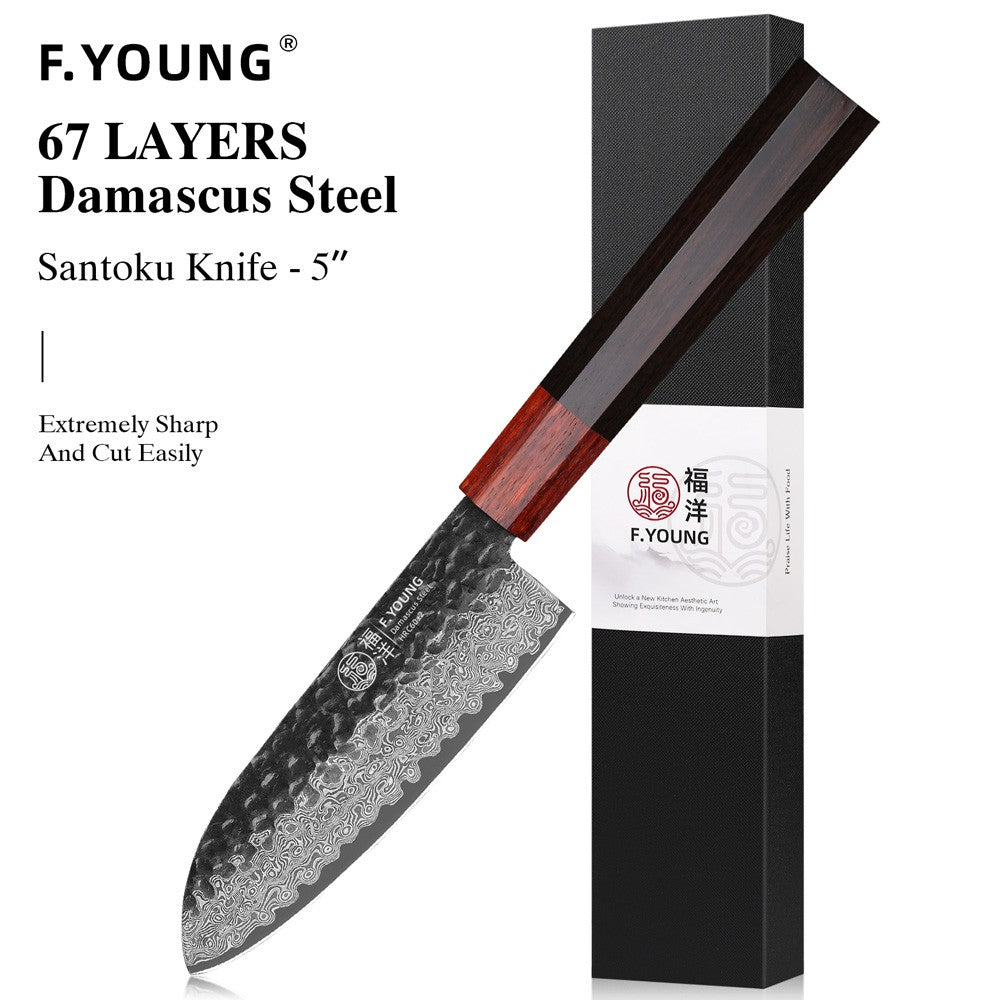 F.YOUNG Faca Japonesa de Chef Aço Damasco Profissional Facas de Cozinha Utilitário Sashimi Fatiar Carne Utensílios de Cozinha Forjados à Mão