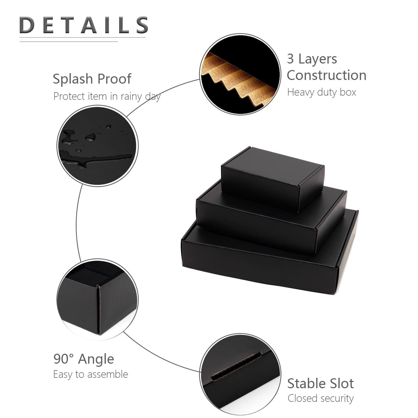 50pcs Christmas Black Shipping Boxes Bulk 6x4x2 Inch Small Corrugated Cardboard Mailer Boxes for Small Business Gifts Jewelry