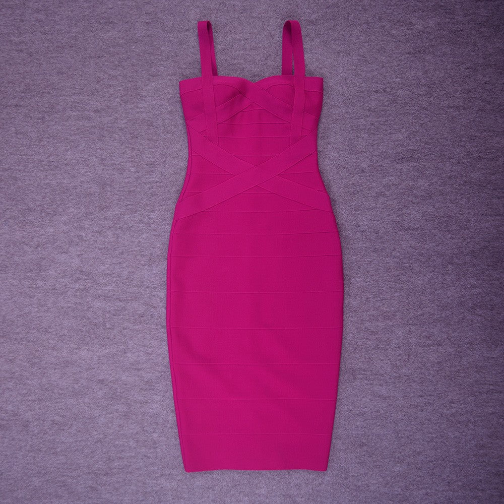 BEAUKEY Sexy Vintage Quality Evening Yellow Bandage Dress 2023 Women Summer Blue
