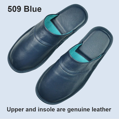 Genuine Cow Leather Slippers Homes in indoor slipper Spring Autumn summer men women elderly non-slip casual single Slides shoes