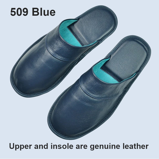 Genuine Cow Leather Slippers Homes in indoor slipper Spring Autumn summer men women elderly non-slip casual single Slides shoes