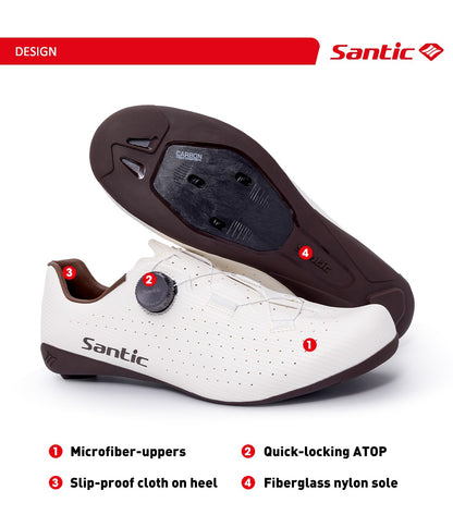 Santic Carbon Fiber Road Bike Shoes Professional Cycling for Men Racing SPD Cleats Road Cycling Lock Shoes WZS24043