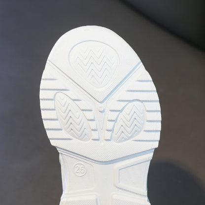 Spring Kids White Sneakers Leisure Chunky Concise Fashion Boys Girls Sport Shoes 26-37 Running All-match Children Trainers