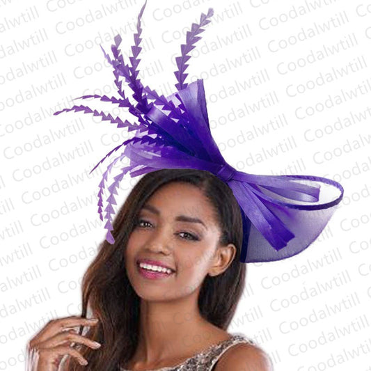 White Church Fascinator Women Wedding HAT Bow Feathers Headwear Elegant Bride Marriage Pillbox Cap Party Headpiece For Ladies