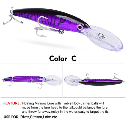 Isca Artificial Flutuante Minnow 32g 50g 75g Isca de Pesca Longa Arremesso Água Salgada Robalo Iscas Duras Minnow para Pesca de Robalo