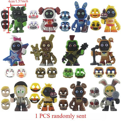 Jogo FNAF Panic Brinquedo da Meia-Noite Urso Foxy Chica Fazbear Bonnie Troca Máscaras Boneco de Ação Anime 1 PÇ Enviada Aleatoriamente