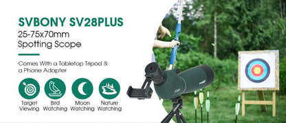 Svbony SV28plus 50/60/70mm Luneta Terrestre Telescópio Zoom Potente Longo Alcance Prisma PORRO Adequado para Tiro ao Alvo Arco e Flecha