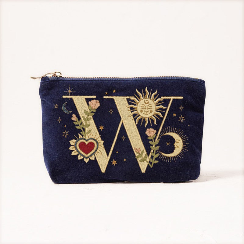 Velvet Handbag Vintage Printed Letter Pattern Makeup Bag