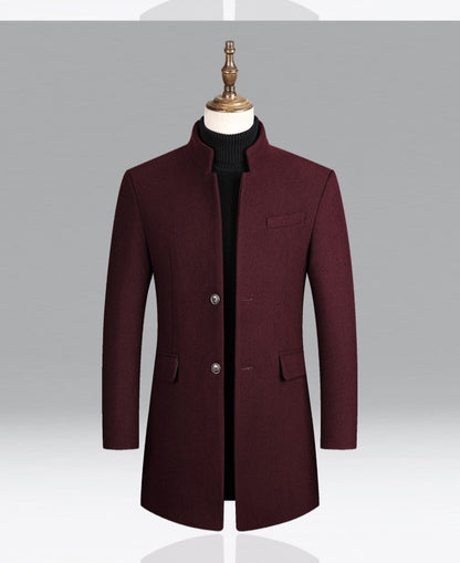 BROWON Brand Business Casual Trench Coat Men Chinese Style Solid Color Winter Coat Men 2025 Autumn and Winter Wool Coat for Men