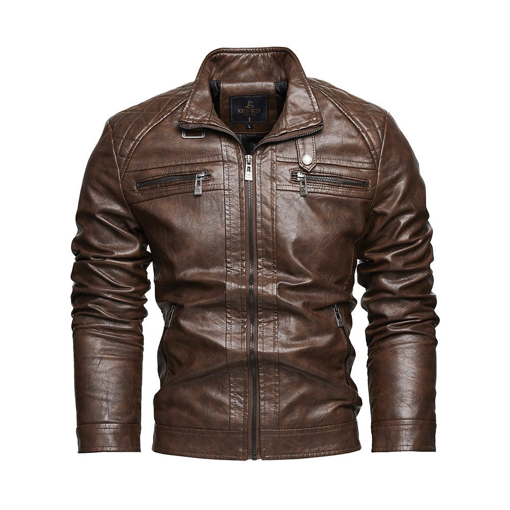 PU Leather Jacket Men Autumn Winter Motorcycles Faux Leather Coats Fashion Male Stand Collar Moto Biker Vintage Casual Outwear
