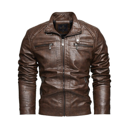 PU Leather Jacket Men Autumn Winter Motorcycles Faux Leather Coats Fashion Male Stand Collar Moto Biker Vintage Casual Outwear