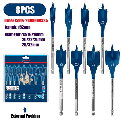 Broca chata para madeira Bosch Accessories de 152 mm, abridor de furo para armário, conjunto de brocas de aço de alta velocidade para fresar madeira, com ponta tripla