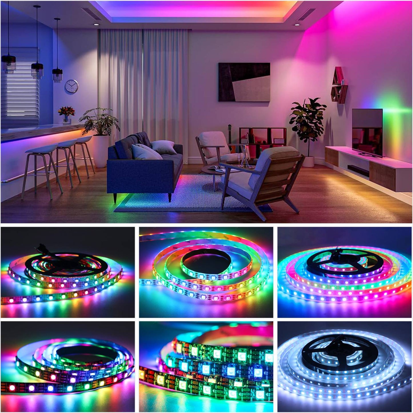 WS2812B LED Strip 5V 12V USB Bluetooth Music Controller Kit  Individually Addressable  RGB LED Strip 30/60/74/96/144Leds/m DC5V