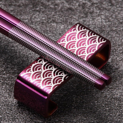 Conjunto de Hashis Reutilizáveis de Titânio e Aço Inoxidável com Suporte para Refeições e Viagens Estilo Japonês Leve Talheres 18/8