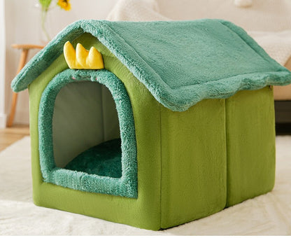 Casinha de Cachorro Grande Interna Macia Confortável, Cama para Filhotes Removível, Toca para Cães Pequenos, Tapete Quente de Inverno para Dormir, Portátil
