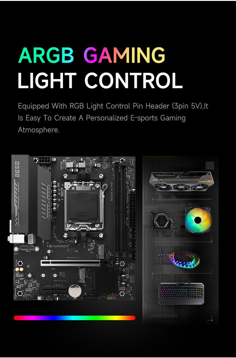 HUANANZHI B650M B PRO AMD AM5 Motherboard Support Ryzen R5 R7 7000 8000 9000 Series M.2 NVME WIFI Dual Channel DDR5 EXPO RAM