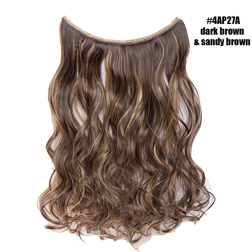 BENEHAIR Cabelo Sintético com Fio Invisível Sem Clipes Extensões de Cabelo Linha Secreta de Pesca Apliques de Cabelo Falso Para Mulheres