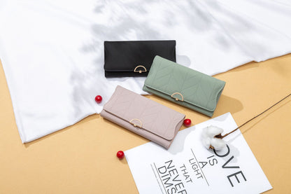 PU Fashion Long Women's Wallet Fashion Buckle New Handbag Large Capacity Fresh Wallet Wallet