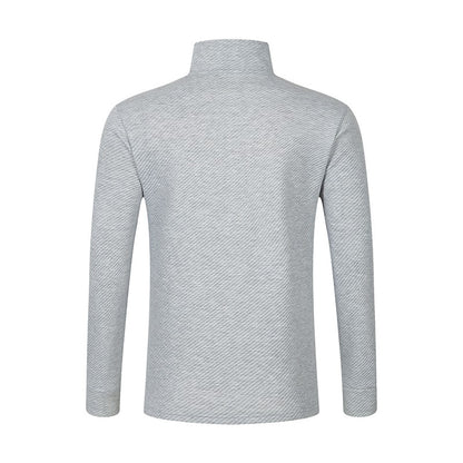Men's Business Casual Polo Long Sleeve T-shirt spring and autumn Twill jacquard zipper polo shirt Comfortable and Breathable Top