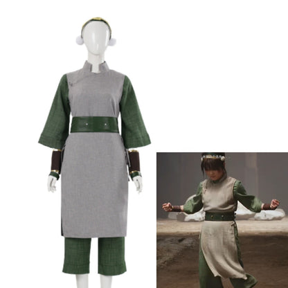 Toph Beifong Cosplay Costume Avatar of Last Airbender Live-action Gray Uniform Vest Tops Pants Outfits Halloween Carnival Suits