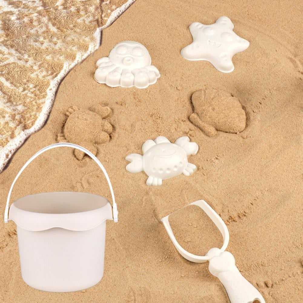 Beach Toy Set for Kids Plastic Sand Play Set with Bucket, Shovels, Molds Sea Creature Molds, Smooth Edges, Bright Colors